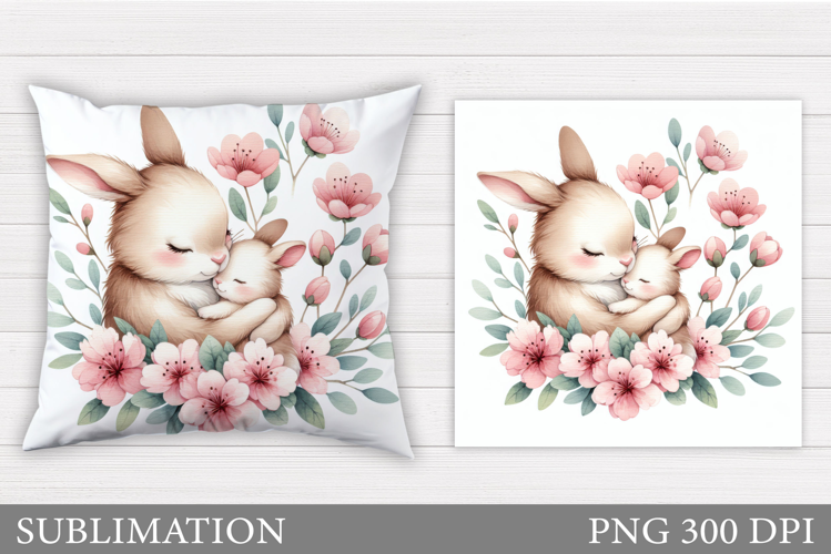 Cute Bunny Mother's Day Pillow. Cute Bunny Sublimation