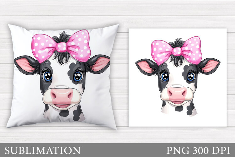 Cute Cow Pillow Design. Cute Cow Sublimation example image 1