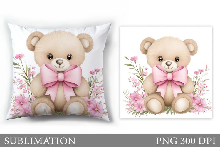 Cute Bear Pillow Sublimation. Cute Bear Sublimation example image 1