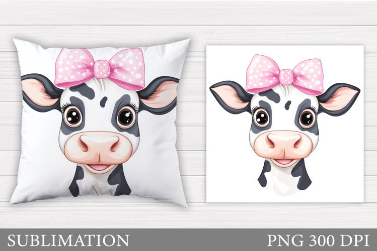 Cute Cow Pillow Design. Cute Cow Sublimation example image 1