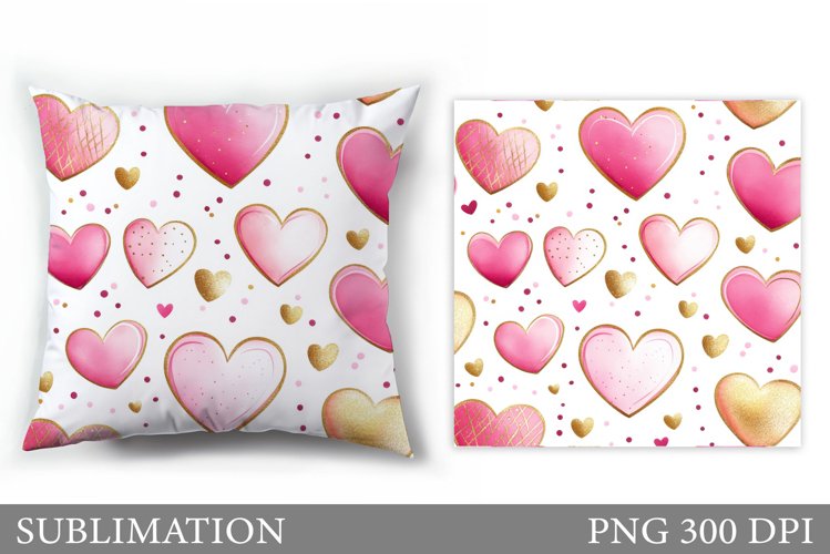 Hearts Pillow Design. Valentines Pillow Sublimation example image 1