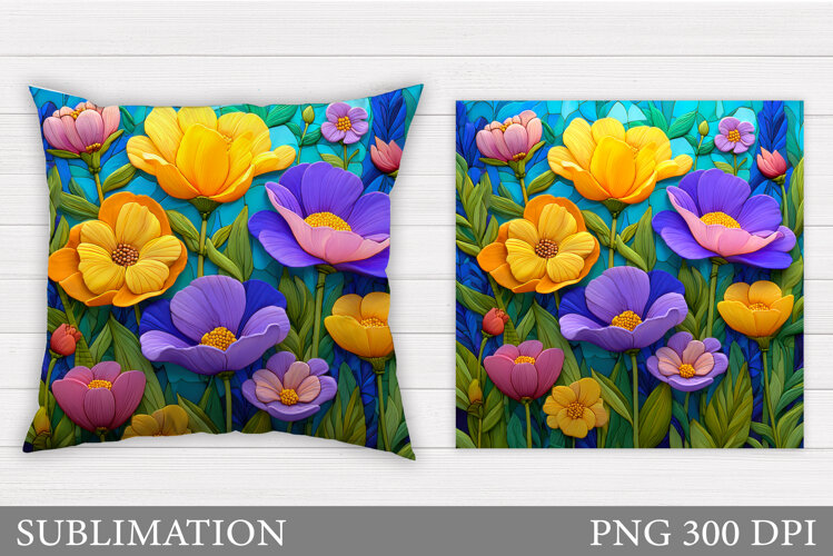 Flowers Sublimation. Flowers Pillow Design example image 1