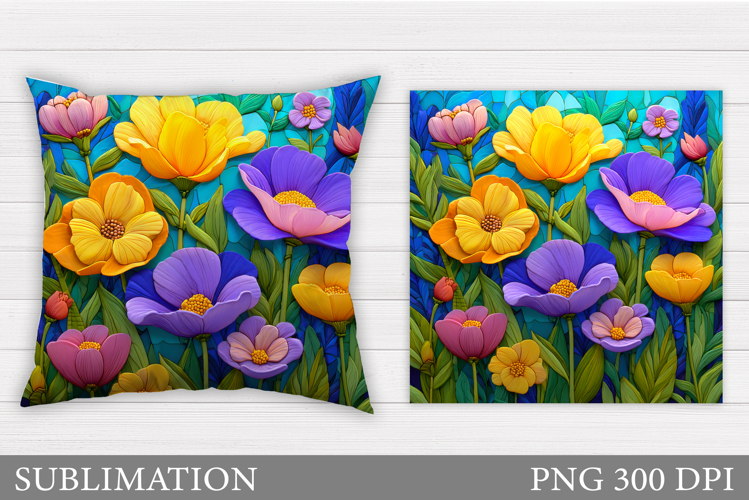 Flowers Sublimation. Flowers Pillow Design