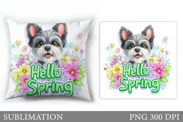 Spring Dog Pillow Sublimation. Spring Pillow Design example image 1