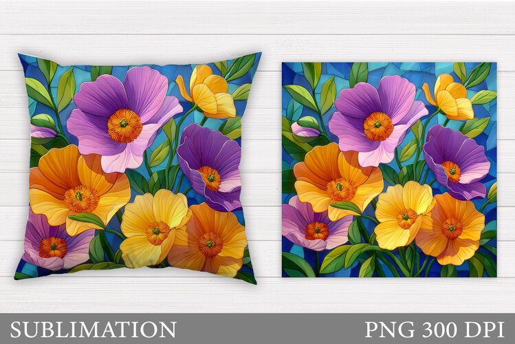 Flowers Sublimation. Wildflowers Pillow Sublimation example image 1