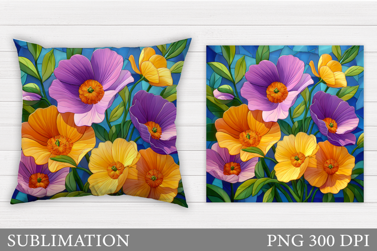 Flowers Sublimation. Wildflowers Pillow Sublimation
