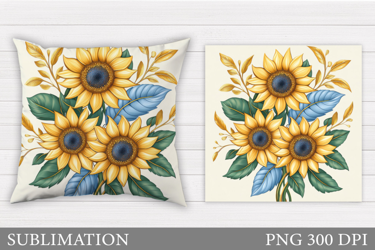Sunflowers Pillow Sublimation. Flowers Sublimation