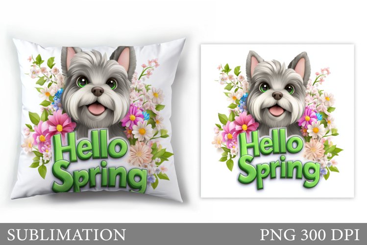 Spring Dog Pillow Sublimation. Spring Pillow Design example image 1