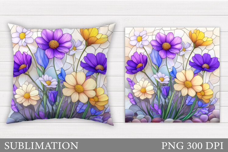 Flowers Sublimation. Wildflowers Pillow Sublimation example image 1