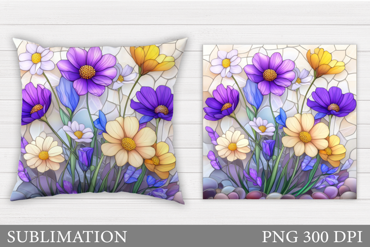 Flowers Sublimation. Wildflowers Pillow Sublimation