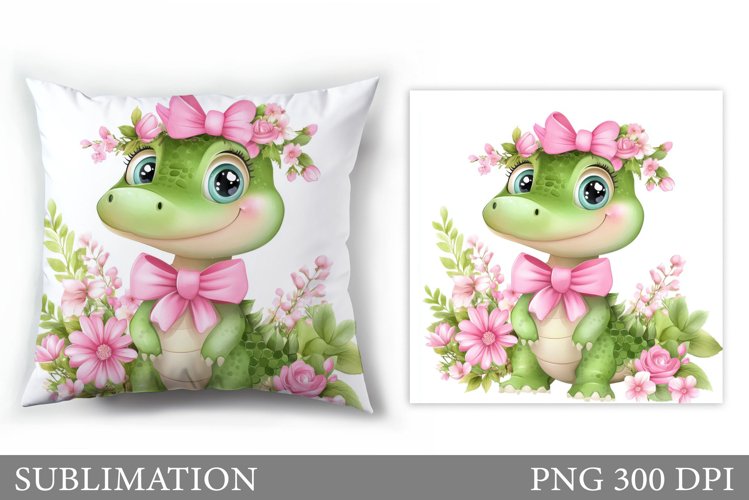 Crocodile Pillow Sublimation. Crocodile Flowers Sublimation