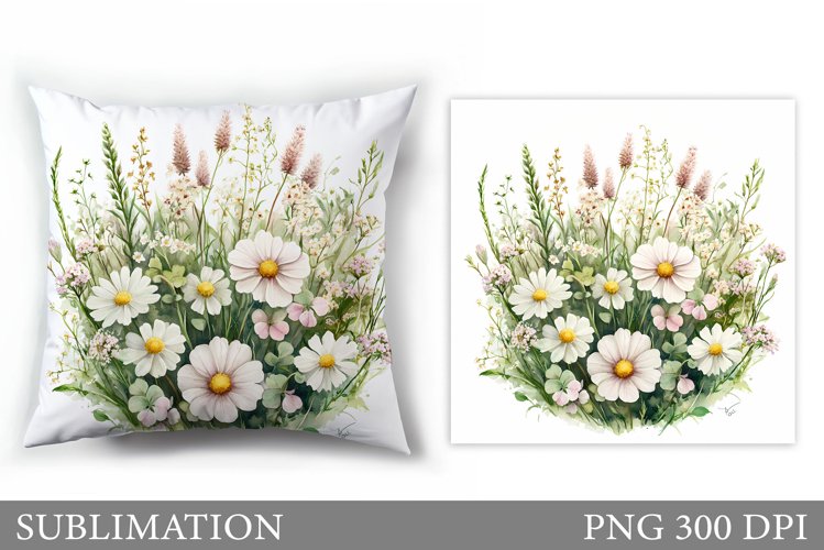 Flowers Sublimation. Floral Pillow Sublimation