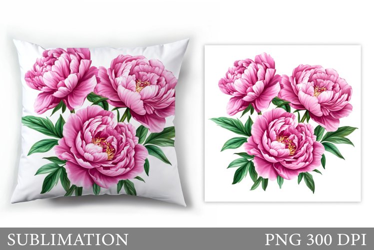 Peony Sublimation. Peony Pillow Sublimation example image 1