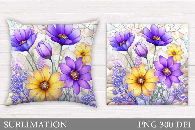 Wildflowers Pillow Sublimation. Flowers Sublimation example image 1
