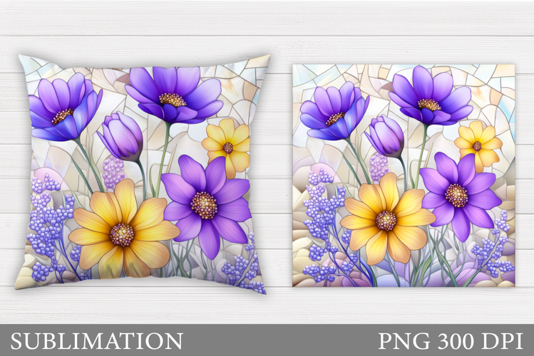Wildflowers Pillow Sublimation. Flowers Sublimation