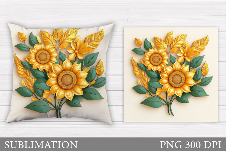 Sunflowers Pillow Sublimation. Flowers Sublimation