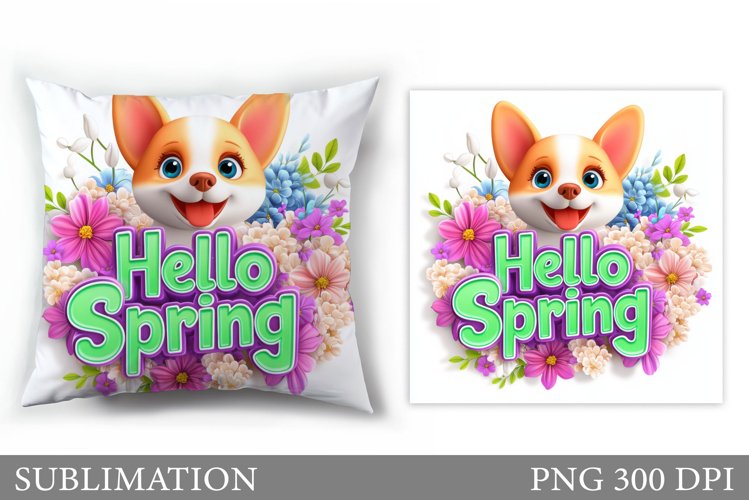 Spring Dog Pillow Sublimation. Spring Pillow Design example image 1