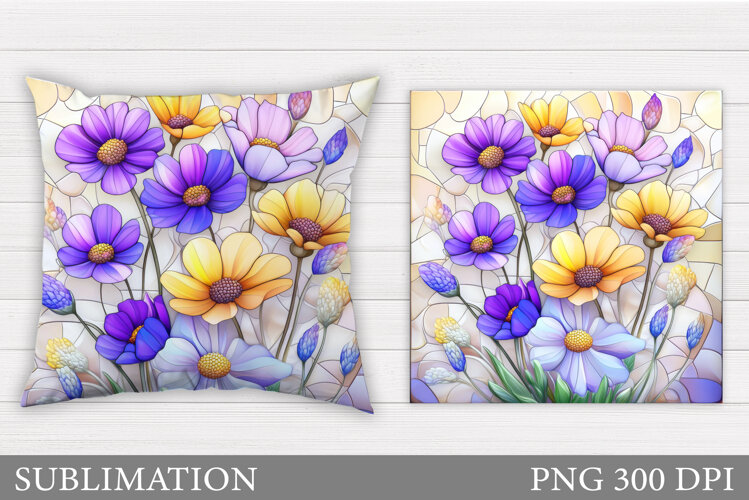 Wildflowers Pillow Sublimation. Flowers Sublimation example image 1