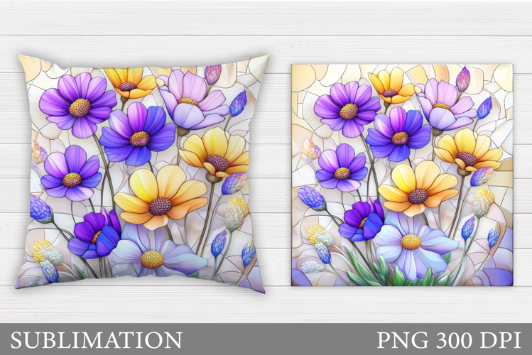 Wildflowers Pillow Sublimation. Flowers Sublimation