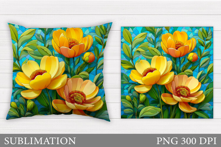 Flowers Pillow Design. Floral Pillow Sublimation example image 1