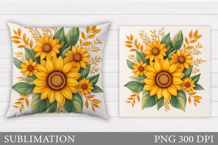 Sunflowers Pillow Sublimation. Flowers Sublimation