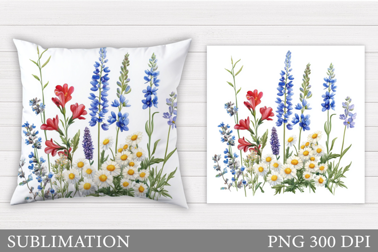 Wildflowers Pillow Sublimation. Flowers Sublimation
