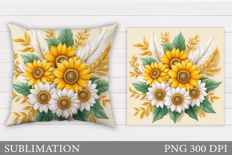 Sunflowers Sublimation. Sunflowers Pillow Sublimation