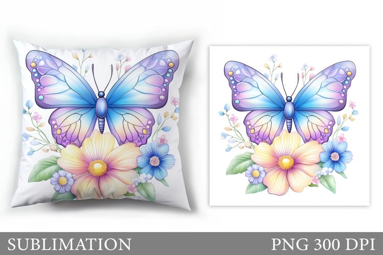 Butterfly Flowers Sublimation. Butterfly Pillow Sublimation