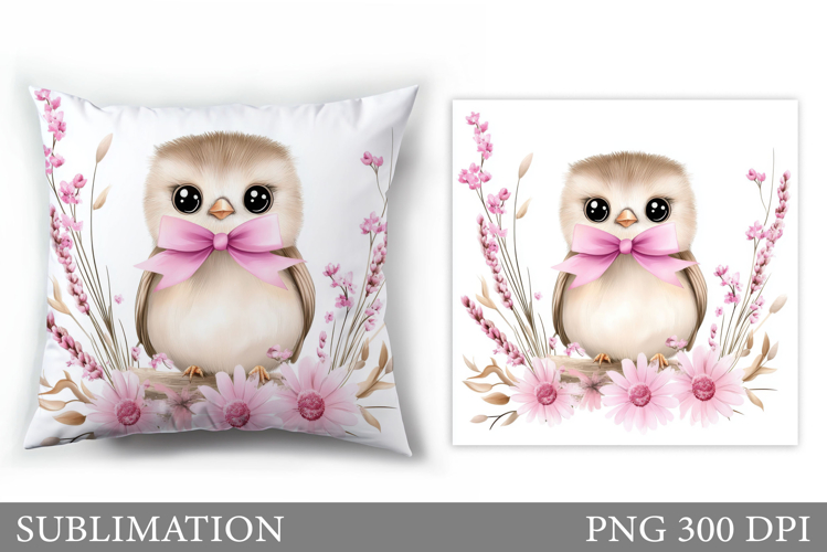 Bird Pillow Sublimation. Bird Flowers Pillow Design