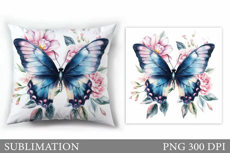 Butterfly Flowers Sublimation. Butterfly Pillow Sublimation
