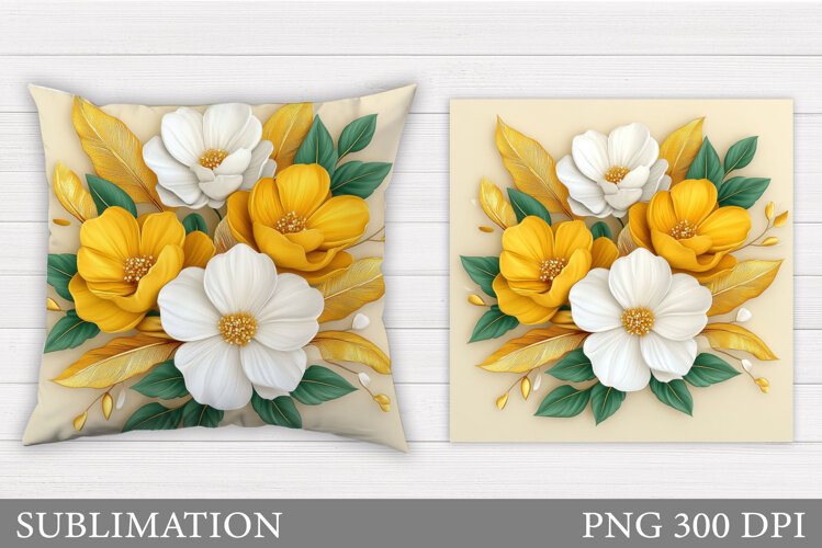 Floral Pillow Sublimation. Flowers Pillow Design example image 1
