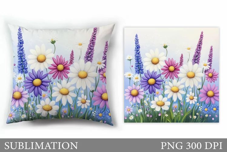 Wildflowers Pillow Sublimation. Flowers Sublimation