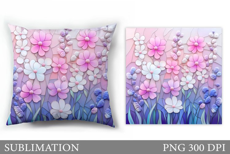 Wildflowers Pillow Sublimation. Flowers Sublimation example image 1