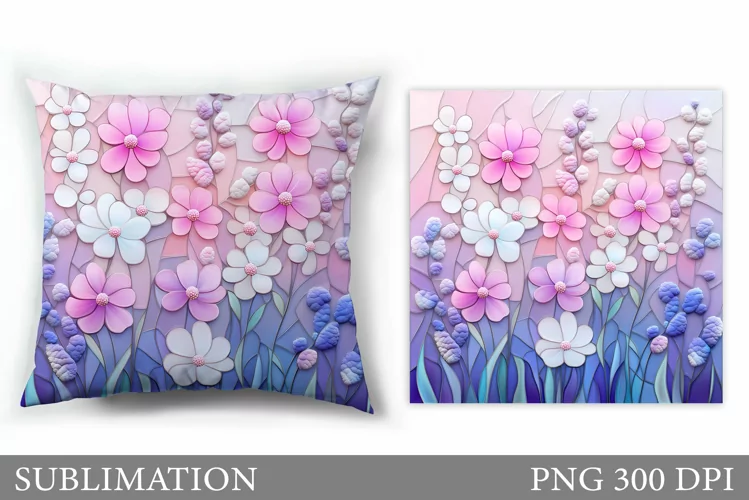 Wildflowers Pillow Sublimation. Flowers Sublimation