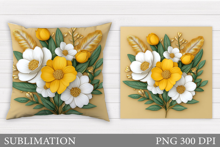 Floral Pillow Sublimation. Flowers Pillow Design