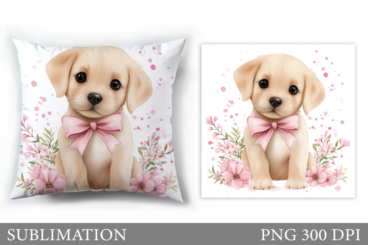 Cute Dog Pillow Sublimation. Dog Flowers Pillow Design