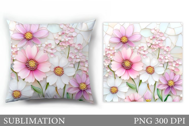 Wildflowers Pillow Sublimation. Flowers Sublimation example image 1