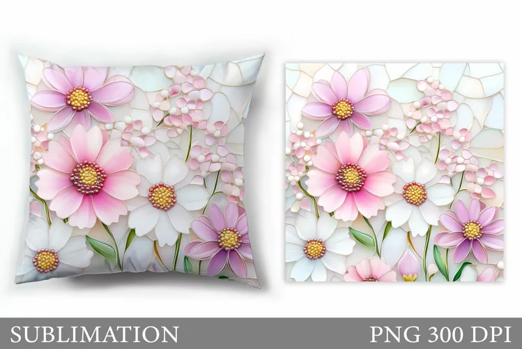 Wildflowers Pillow Sublimation. Flowers Sublimation