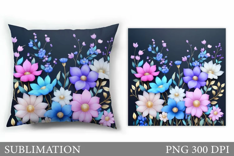 Wildflowers Pillow Sublimation. Flowers Sublimation