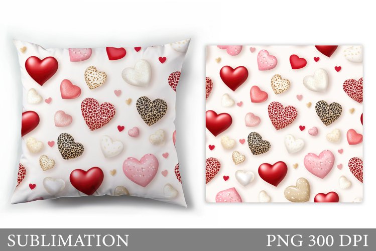 Hearts Pillow Design. Valentines Pillow Sublimation example image 1