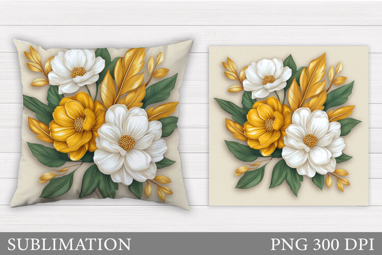 Flowers Pillow Sublimation. Floral Pillow Sublimation example image 1