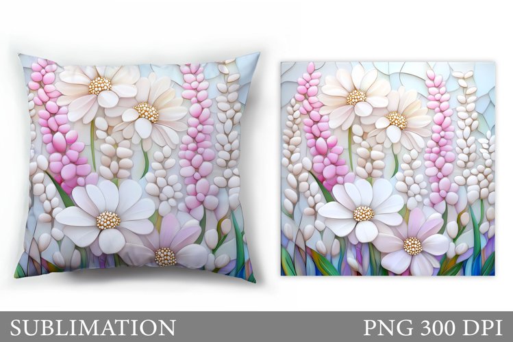 Wildflowers Pillow Sublimation. Flowers Sublimation example image 1
