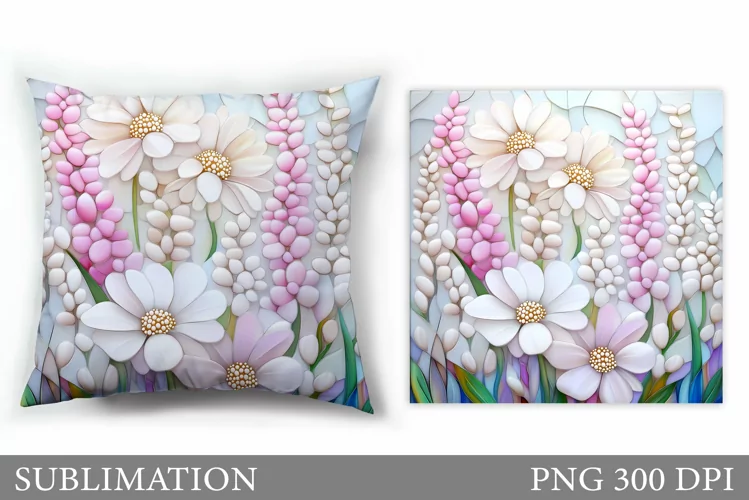Wildflowers Pillow Sublimation. Flowers Sublimation