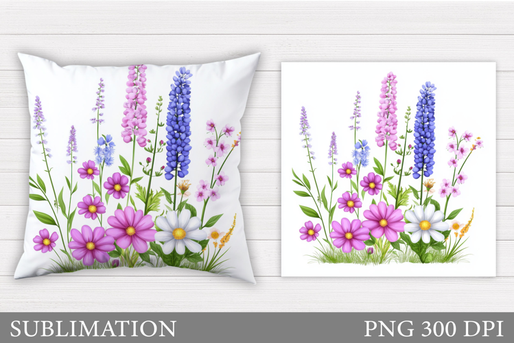 Floral Sublimation. Wildflowers Pillow Sublimation