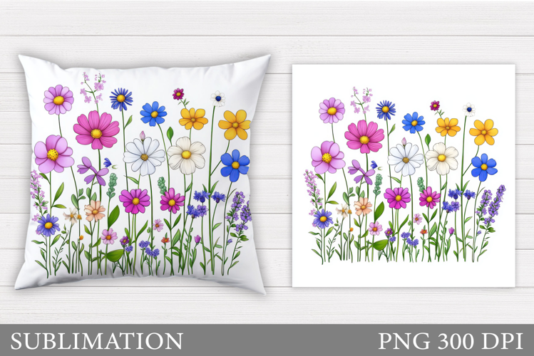 Flowers Sublimation. Wildflowers Pillow Sublimation