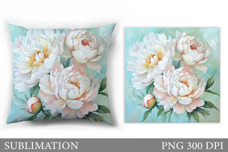 Peony Sublimation. Flowers Pillow Sublimation