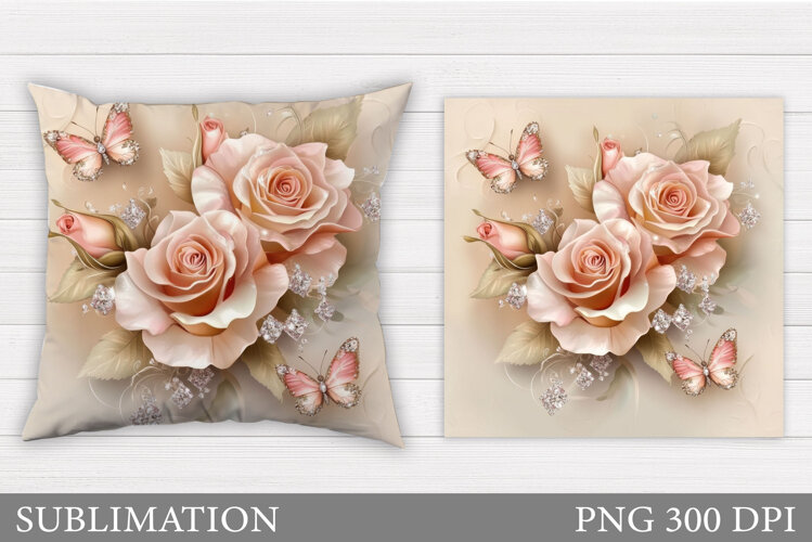 Roses Sublimation. Roses Pillow Sublimation example image 1