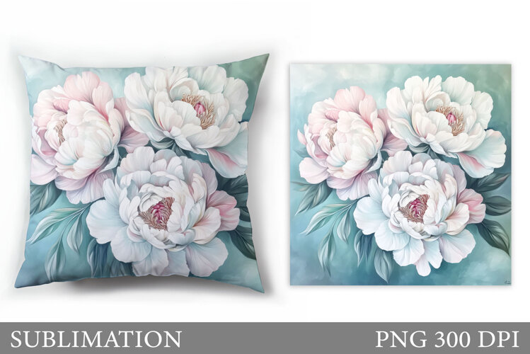 Peony Sublimation. Peony Pillow Sublimation example image 1