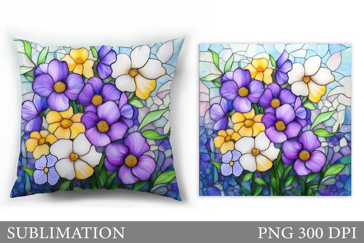 Flowers Pillow Sublimation. Floral Pillow Sublimation example image 1