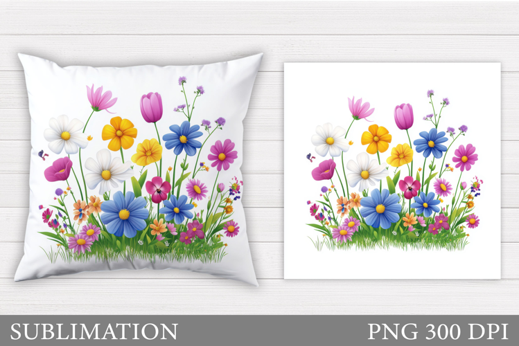 Flowers Sublimation. Wildflowers Pillow Sublimation